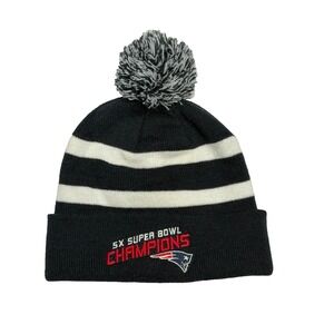 New England Patriots 5X Super Bowl Champions Knit Beanie Pom Hat Fan Favorites